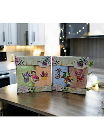 Подарочный набор 3в1 полотенца (2шт) 8-марта фрукты