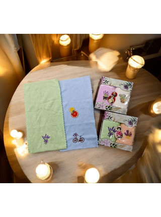 Подарочный набор 3в1 полотенца (2шт) 8-марта фрукты Подарочный набор 3в1 полотенца (2шт) 8-марта фрукты